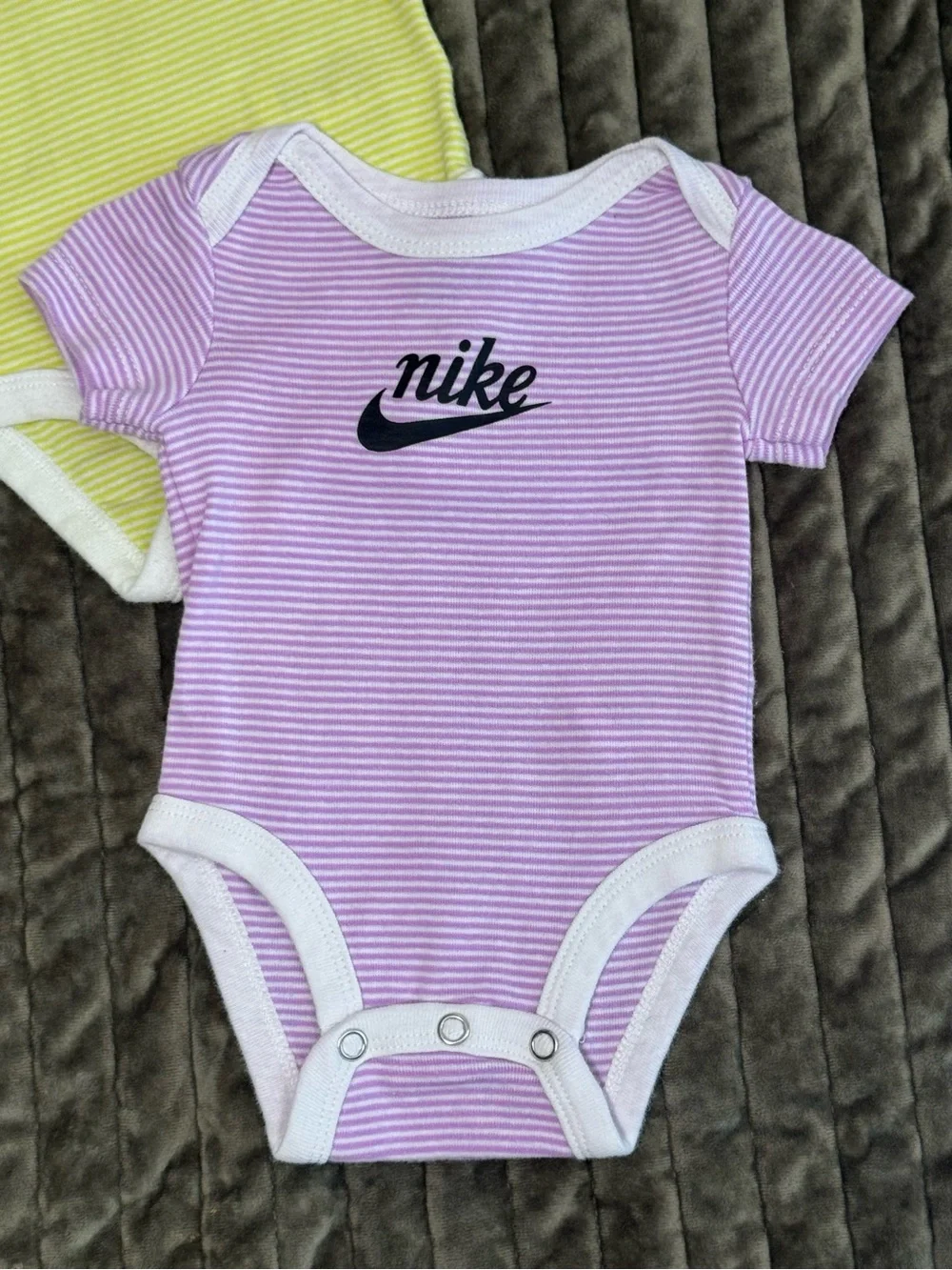 Nike Baby 3-Pack Multi Striped Short-Sleeve Bodysuits - Blue, Purple, Yellow